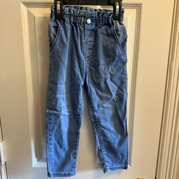 Zara Baby Baggy Elastic Paper Bag Waist Blue Jeans Size 3-4 Years‎ - Picture 1 of 3